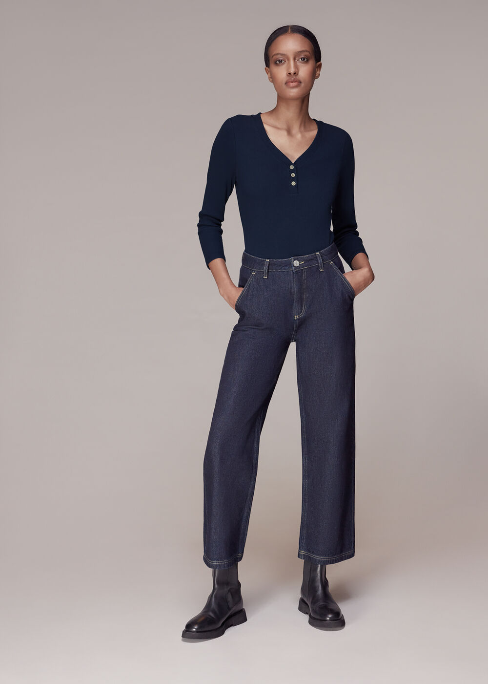 Paiton Ribbed Button Front Top